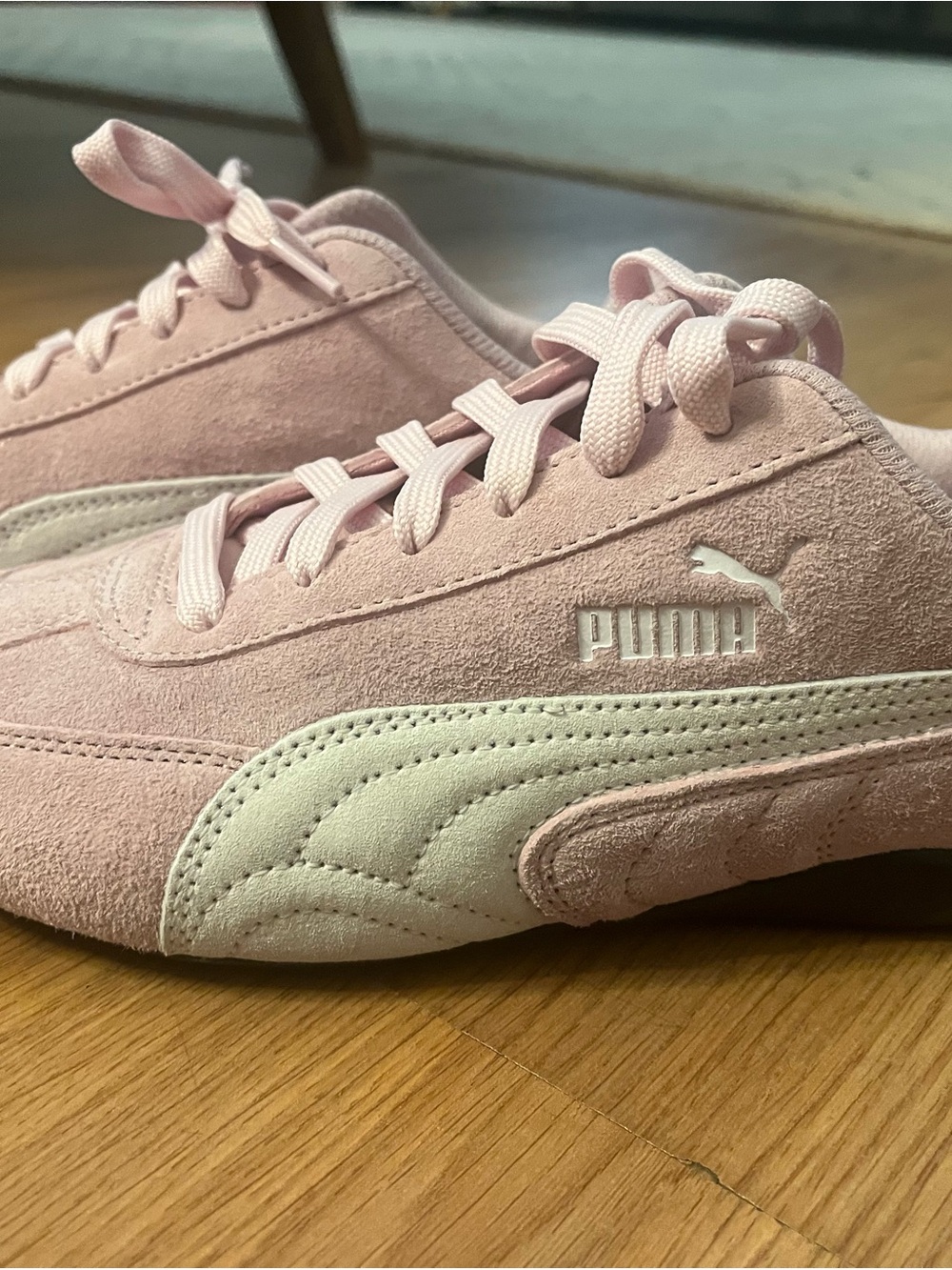 Puma Pink Suede Athletic Sneakers with White Formstrip